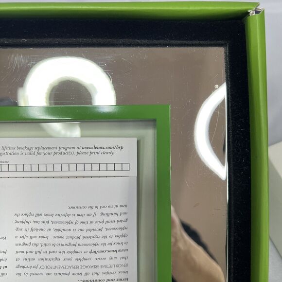 Kate Spade Cabo Isabella 5x7 Silverplate Green Frame in box - Picture 9 of 12